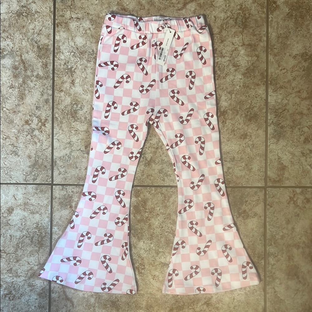 NWT Pink Candy Cane Flare Pants